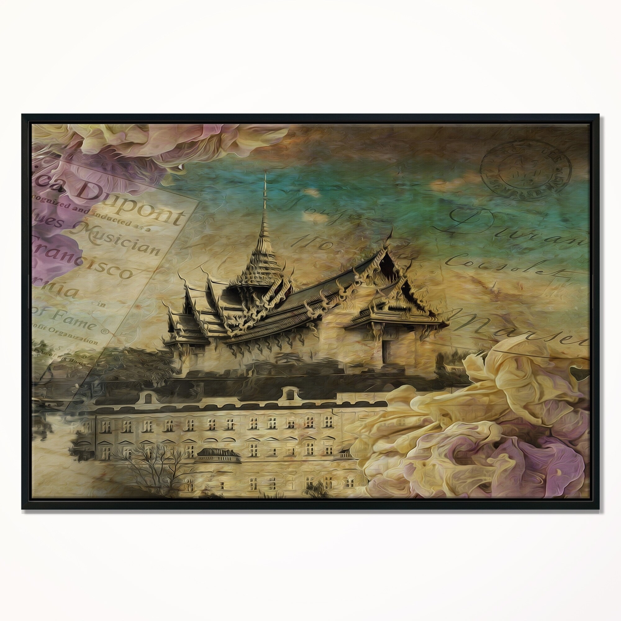Shop Designart Vintage Style Sky Castle Abstract Framed Canvas