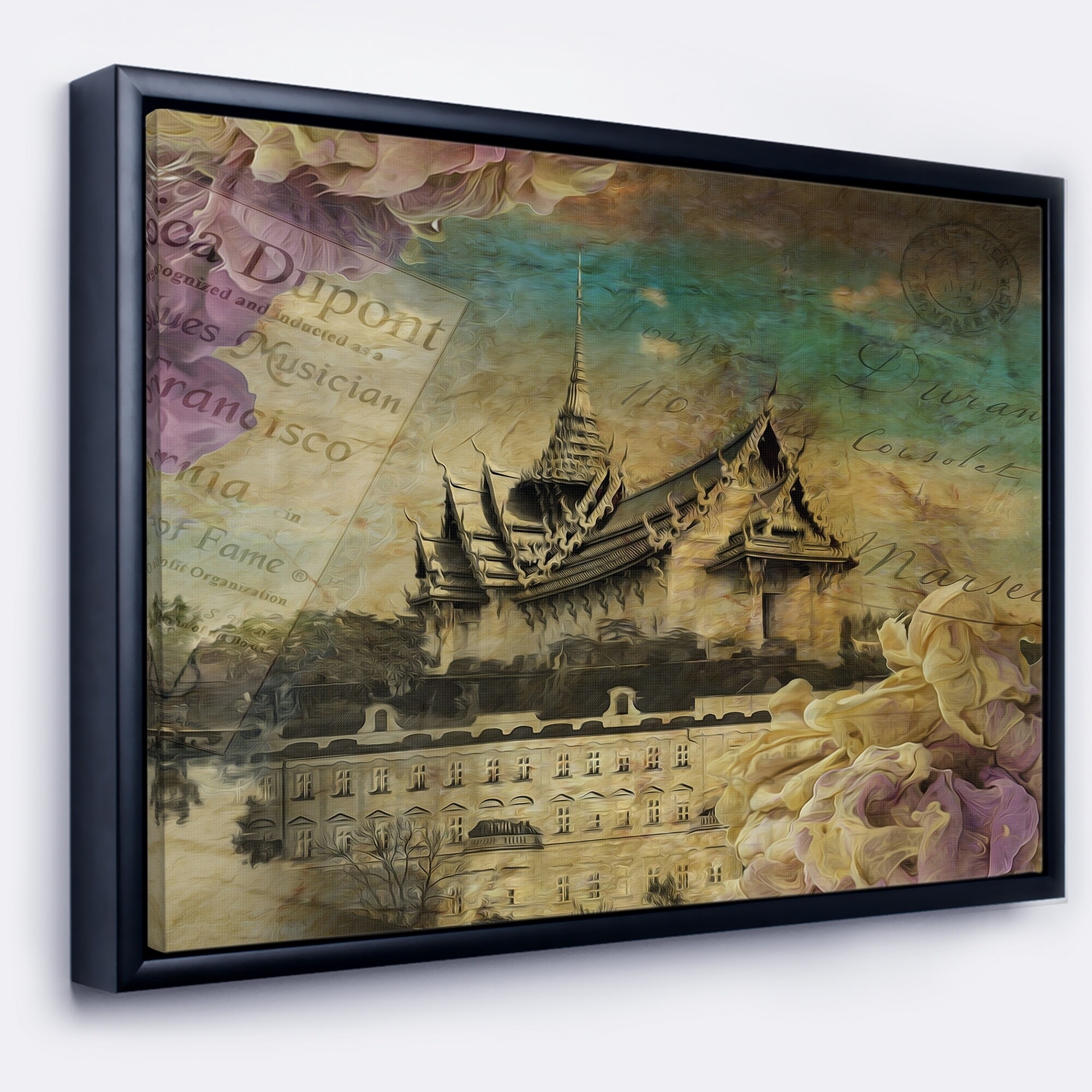 Shop Designart Vintage Style Sky Castle Abstract Framed Canvas Artwork Free Shipping Today Overstock 18952159