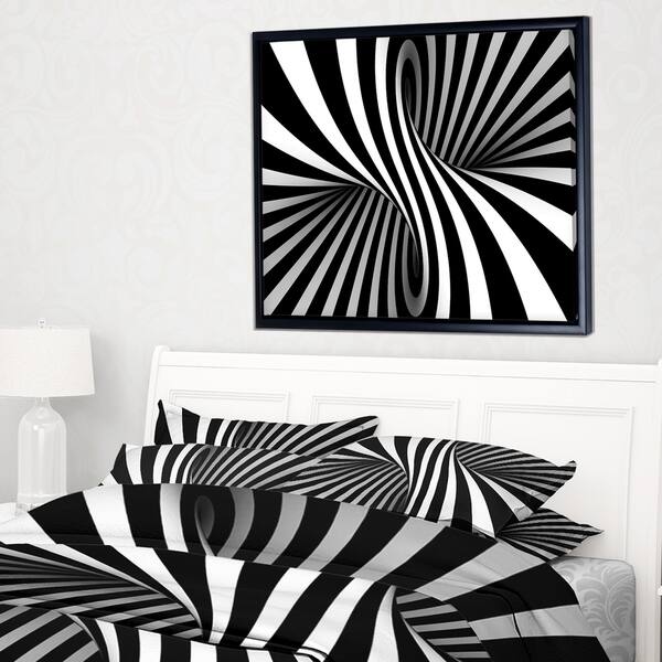 Shop Designart Black And White Spiral Abstract Framed Canvas Art