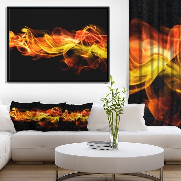 Designart 'Vibrant Yellow Red Waves' Abstract Framed Canvas art print