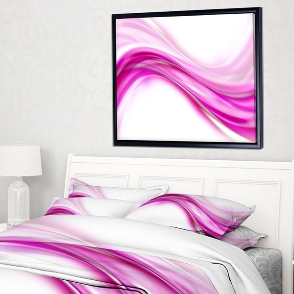 Designart 'Abstract Pink Downward Waves' Large Abstract Framed Canvas Art
