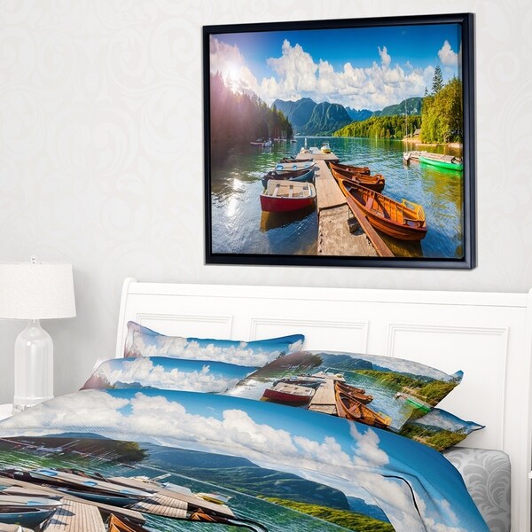 Designart 'Bohinj Lake Sunny Morning' Landscape Photography Framed Canvas Print