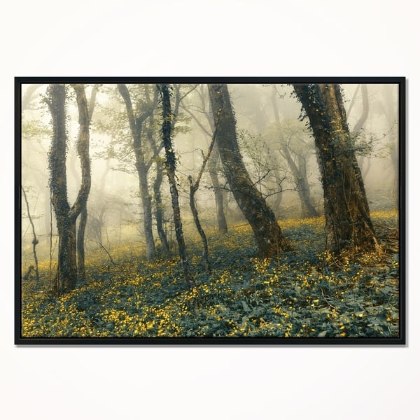 Designart Mysterious Forest In Fog Landscape Photo Framed Canvas Art Print Overstock