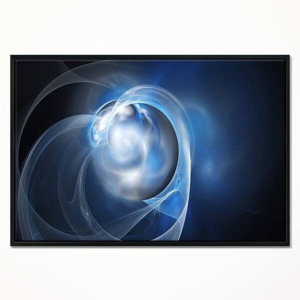 Designart Fractal Lighting In Dark Blue Abstract Framed Designart Fractal Lighting In