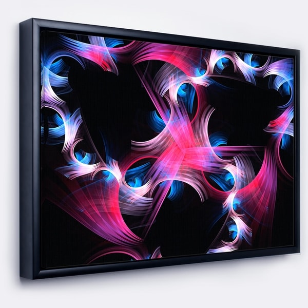 Designart 'Purple Blue Fractal Flowers' Floral Framed Canvas Art print