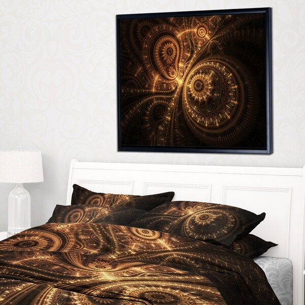 Designart 'Green Fractal Flower in Dark' Yellow