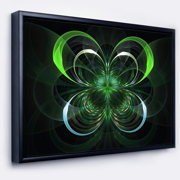 Designart 'Green Fractal Flower in Dark' Green
