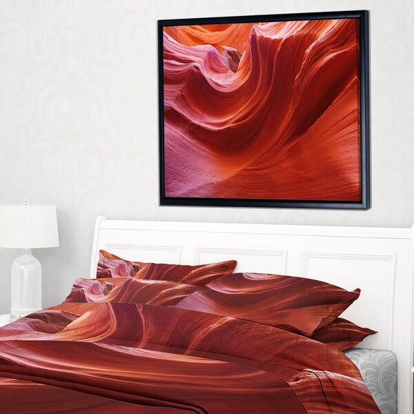 Designart 'Illuminated Antelope Canyon' Landscape Photo Framed Canvas Art Print