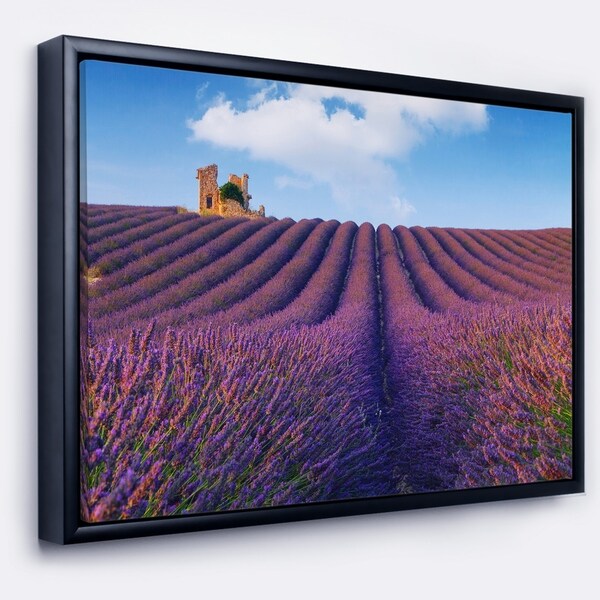 Designart 'Purple Lavender Field' Landscape Photography Framed Canvas Art Print