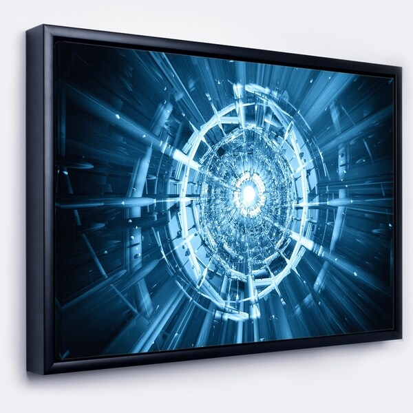 Designart 'Fractal 3D Deep Blue Spiral' Abstract Framed Canvas Art Print