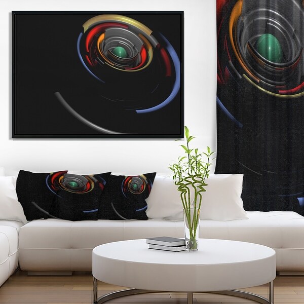 Designart 'Fractal 3D Circled Stripes' Abstract Framed Canvas Art Print