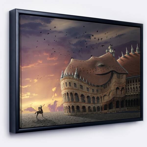 Designart 'Wake Up Dragon Collage' Landscape Framed Canvas Art Print