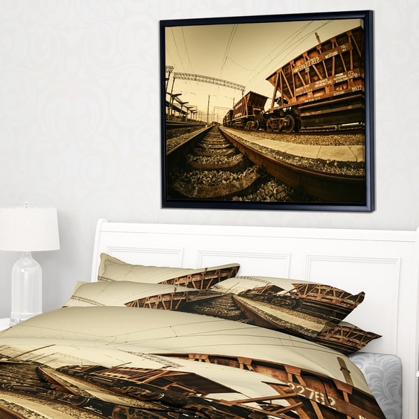 Designart 'Railway Tracks in Ukraine' Landscape Photo Framed Canvas Art Print