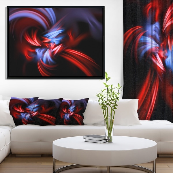Designart 'Fractal Red Connected Stripes' Abstract Framed Canvas Art Print