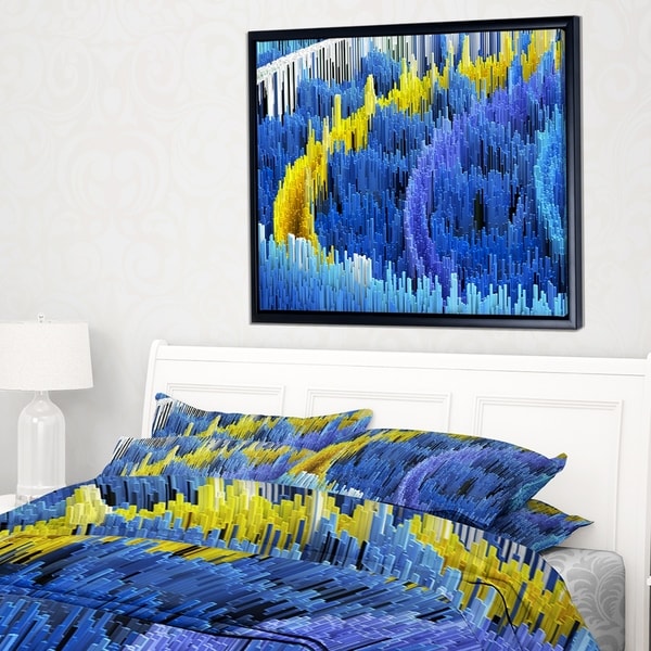 Designart 'Macro Render Structure Blue Yellow' Framed Canvas Art Print