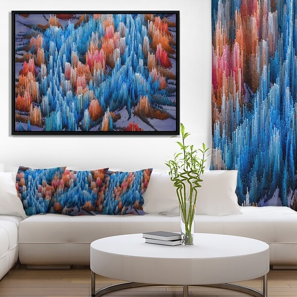 Designart 'Macro Render Structure Blue Red' Framed Canvas Art Print