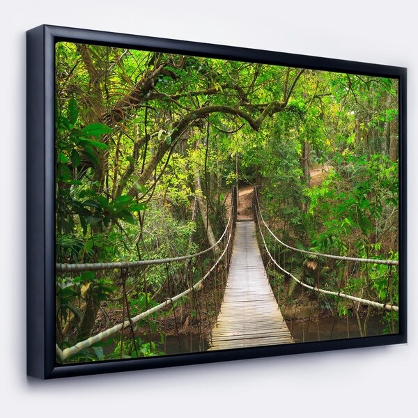 Designart 'Bridge to Jungle Thailand' Landscape Photo Framed Canvas Art Print