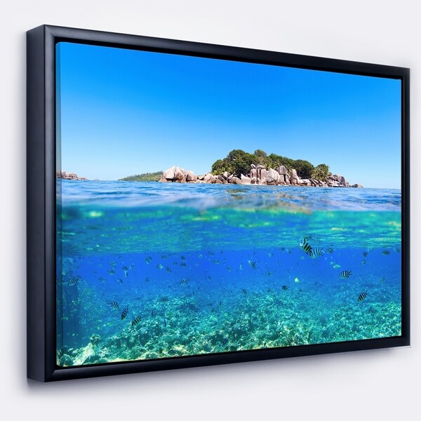 Designart 'Under and Above the Waters' Seascape Framed Canvas Art Print