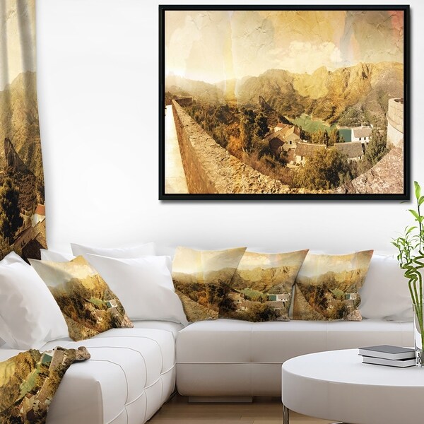 Designart 'Mountain and Lofty Lake' Landscape Photo Framed Canvas Art Print