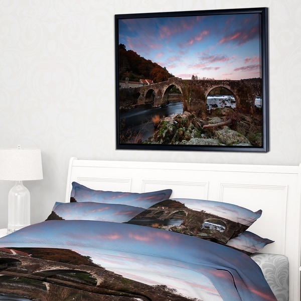 Designart 'Old Roman Bridge in Spain' Landscape Photo Framed Canvas Art Print