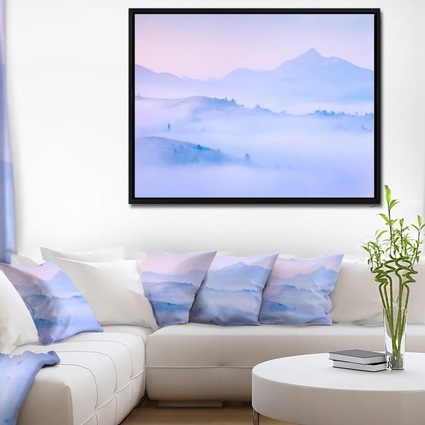 Designart 'Silhouettes of Morning Mountains' Landscape Photography Framed Canvas Print