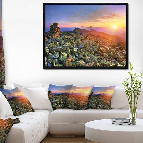 Designart 'Bright Sun in Carpathian Mountains' Landscape Photography Framed Canvas Print
