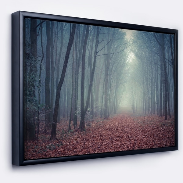 Designart 'Retro Style Misty Path in Forest' Landscape Photography Framed Canvas Print