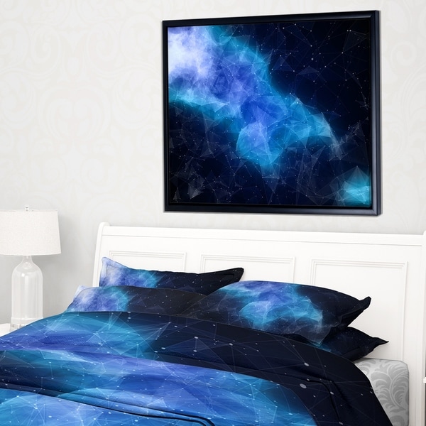 Designart 'Blue Nebula in Cosmos' Abstract Framed Canvas Art Print