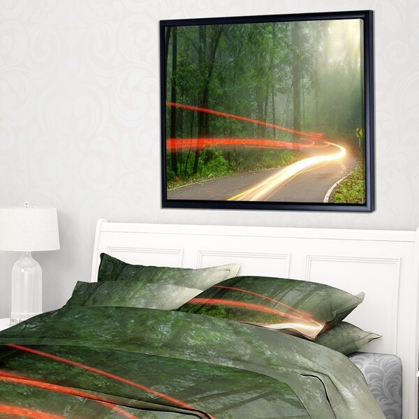 Designart 'Foggy Morning with Sun Rays' Landscape Photo Framed Canvas Art Print