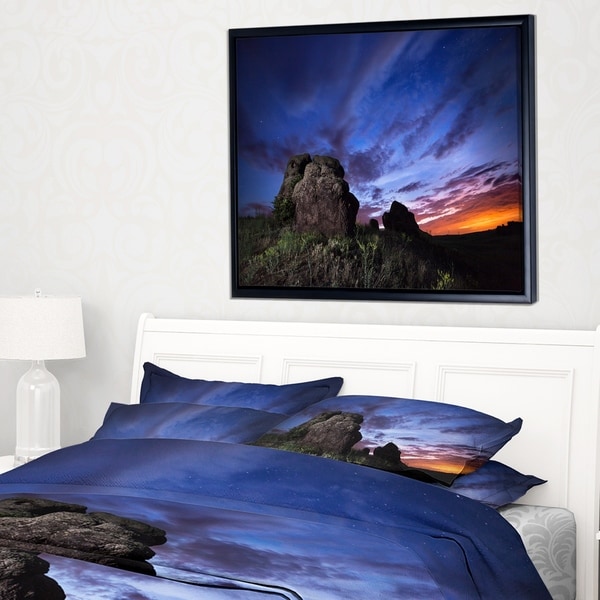 Designart 'Summer Night Blue Sky' Landscape Photography Framed Canvas Art Print