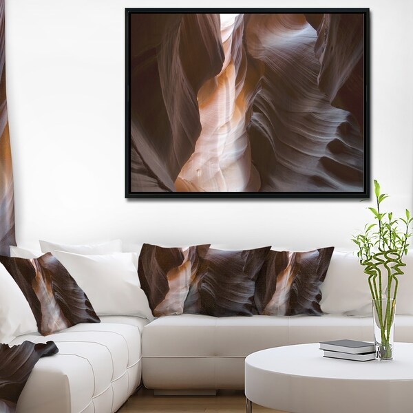 Designart 'Brown Antelope Canyon' Landscape Photography Framed Canvas Print