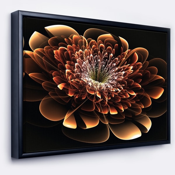 Designart 'Brown Fractal Flower' Modern Floral Framed Canvas Art Print