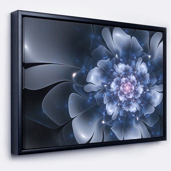 Designart 'Fractal Flower Light Blue Petals' Floral Art Framed Canvas Print