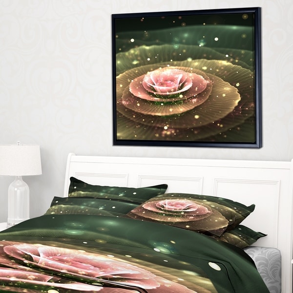Designart 'Pink Flower with Water Droplets' Floral Art Framed Canvas Print