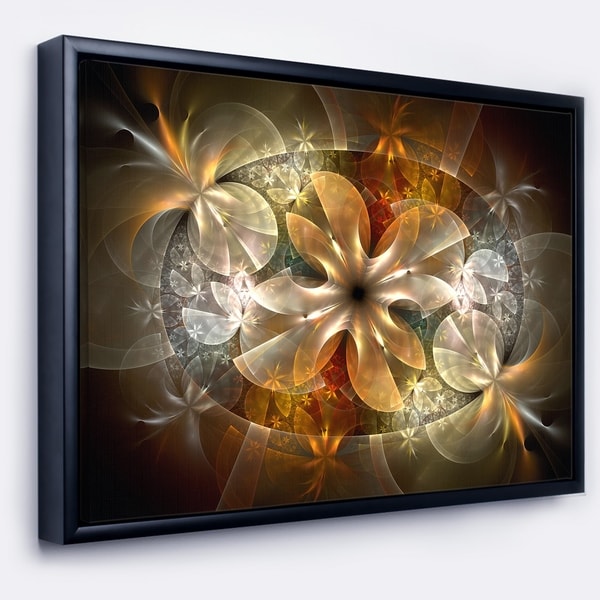 Designart 'Fractal Flower with Blue Details' Floral Art Framed Canvas Print