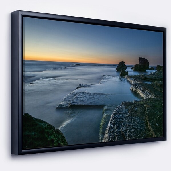 Designart 'Sunrise at Sydney Seashore' Seascape Framed Canvas Art Print