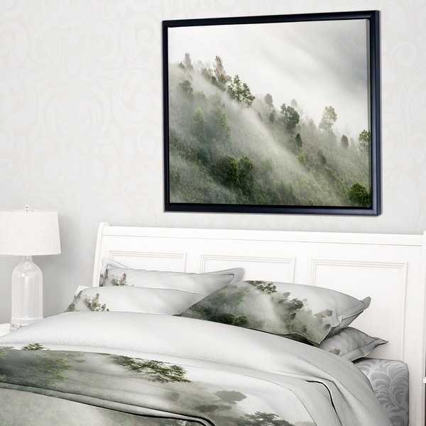 Designart 'Mystical Foggy Mountain Slope' Landscape Photography Framed Canvas Print