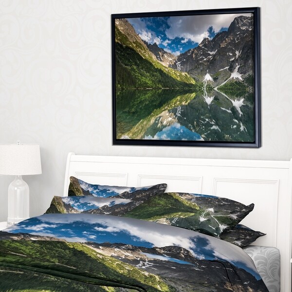 Designart 'Reflection of Mountain Peaks' Landscape Framed Canvas Art Print