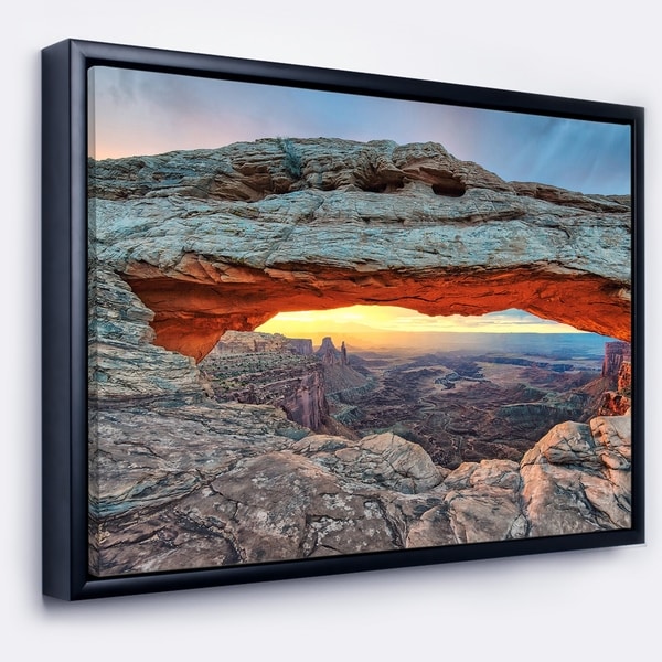 Designart 'Sunrise at Mesa Arch in Canyon lands' Landscape Framed Canvas Art Print