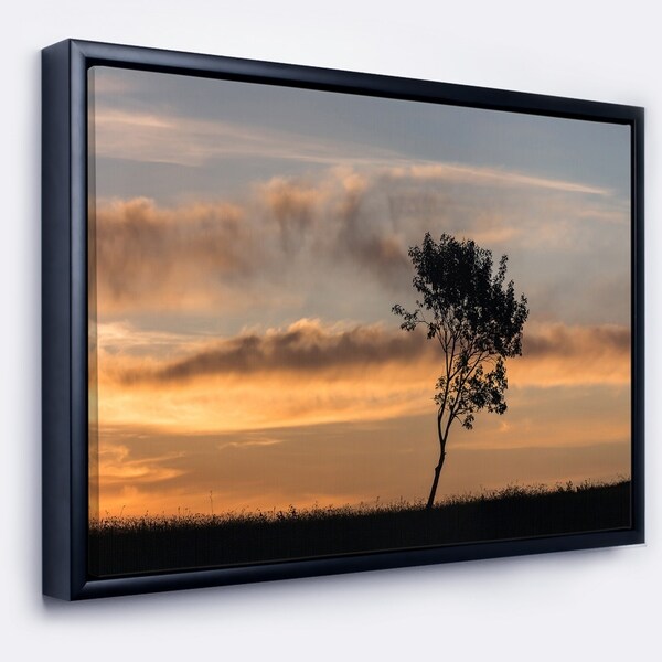 Designart 'Lonely Tree Silhouette Rightwards' Landscape Framed Canvas Art Print