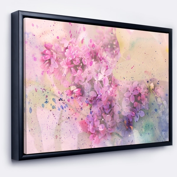 Designart 'Twig of Lilac Flowers' Large Floral Wall Art Framed Canvas