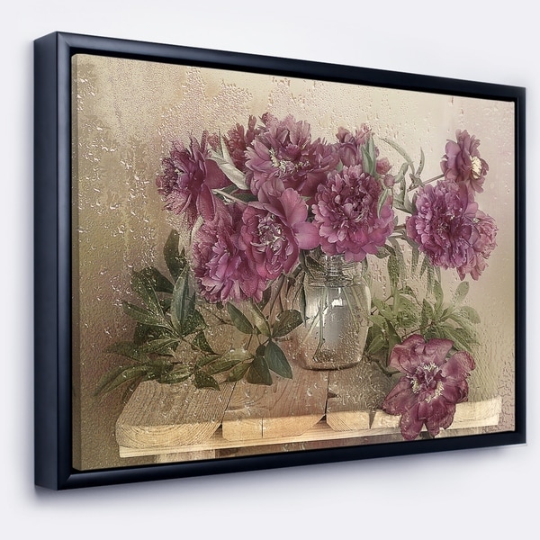 Designart 'Bouquet of Pink Peonies' Floral Art Framed Canvas Print