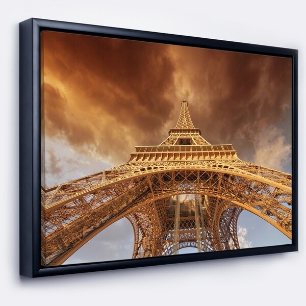 Designart 'Beautiful View of Paris Paris Eiffel Towerin Paris' Large Cityscape Framed Canvas Print