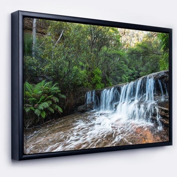 Designart 'Beautiful Waterfall in New Australia' Landscape Framed Canvas Art Print