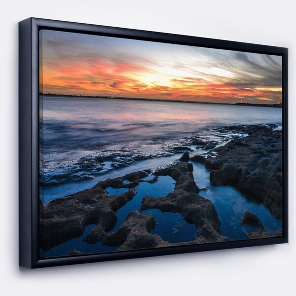Designart 'Beautiful Blue Waters in Australia Beach' Large Seashore Framed Canvas Print