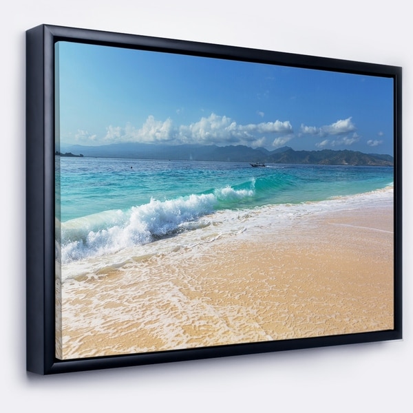 Designart 'Large Blue Beach in Gili Island' Large Seashore Framed Canvas Print