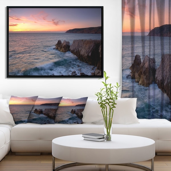 Designart 'Winch Natural Park Sintra Cascais' Seashore Framed Canvas Art Print
