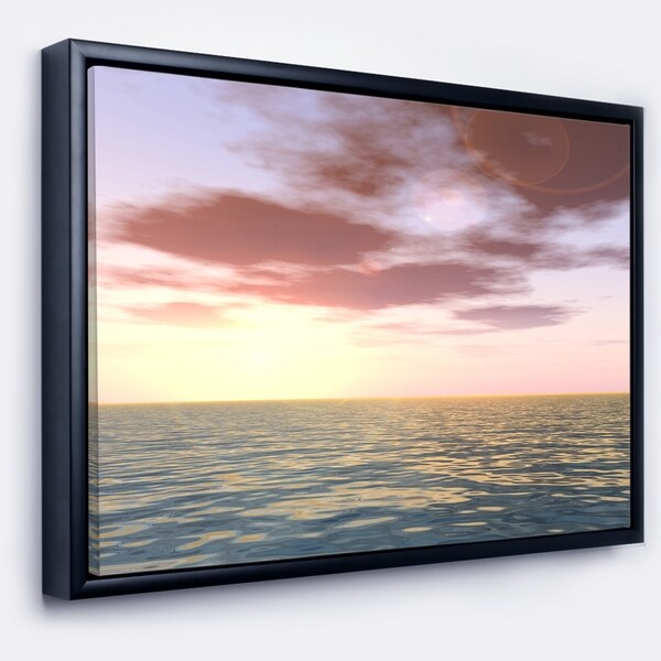 Designart 'Purple Tinged Atlantic Seashore' Seascape Framed Canvas Art Print