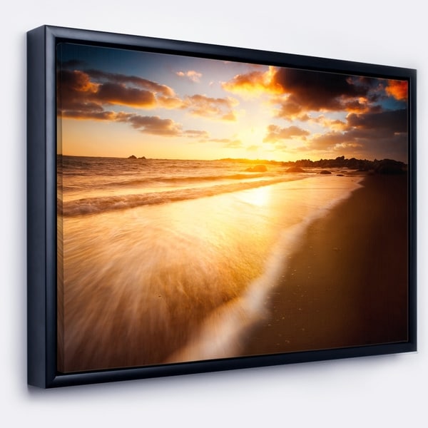 Designart 'Amazing Sunrise Over Australian Beach' Seashore Framed Canvas Art Print