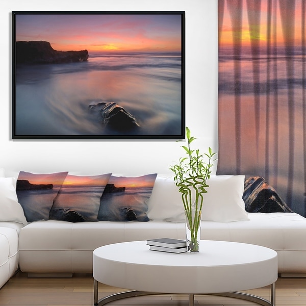 Designart 'Softness in the Tide Magoito Beach' Seashore Framed Canvas Art Print